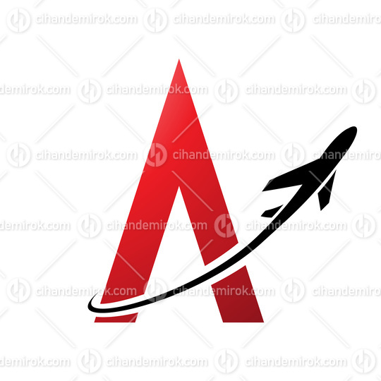 Black Airplane Over a Red Letter A