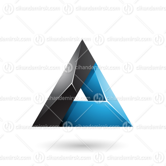Black and Blue 3d Glossy Triangle with a Hole Vector Illustration
