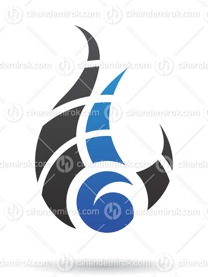Black and Blue Abstract Fire Like Logo Icon