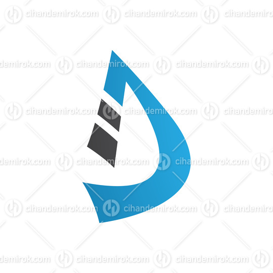 Black and Blue Curved Strip Shaped Letter D Icon
