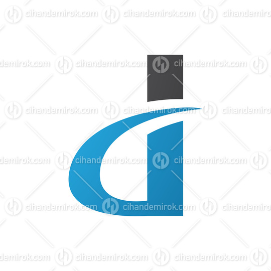 Black and Blue Curvy Pointed Letter D Icon