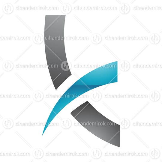 Black and Blue Glossy Curved Spiky Letter K Logo Icon - Bundle No: 055