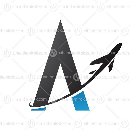 Black and Blue Letter A and Airplane