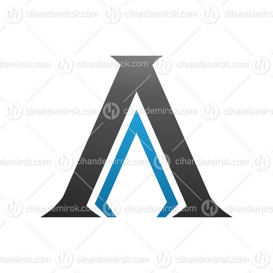 Black and Blue Pillar Shaped Letter A Icon