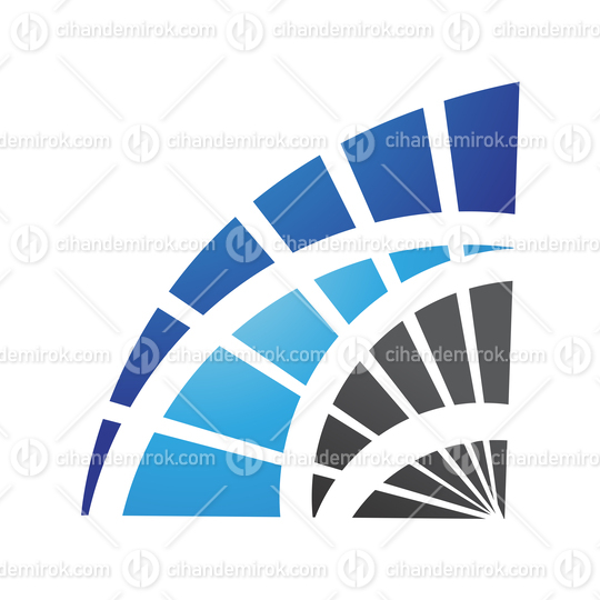 Black and Blue Striped Folding Fan Shaped Logo Icon - Bundle No: 025