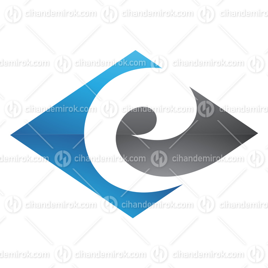 Black and Blue Swirly Rectangular Letter E Logo Icon - Bundle No: 042