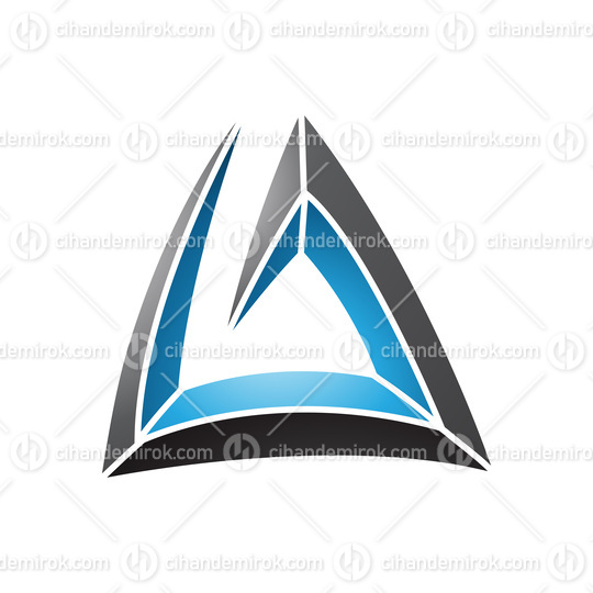 Black and Blue Triangular Spiral Letter A Icon