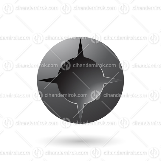 Black and Bold Shaded Round Icon Vector Illustration