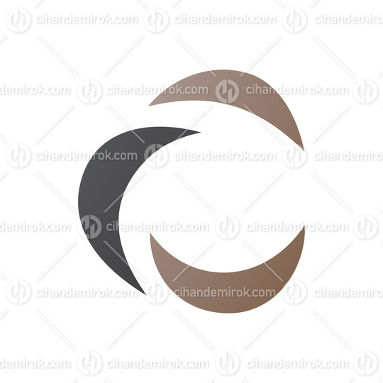 Black and Brown Crescent Shaped Letter C Icon