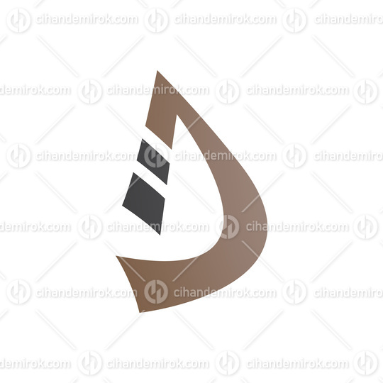 Black and Brown Curved Strip Shaped Letter D Icon