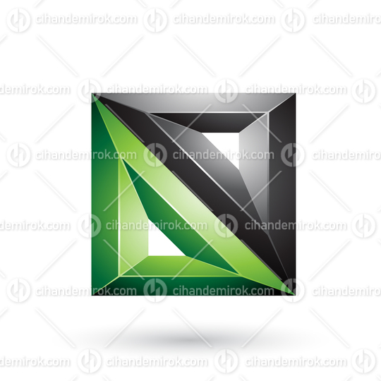 Black and Green 3d Geometrical Embossed Triangles and Square Shape