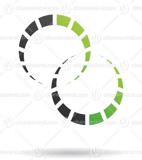 Black and Green Abstract Crescent Shaped Gears Logo Icon