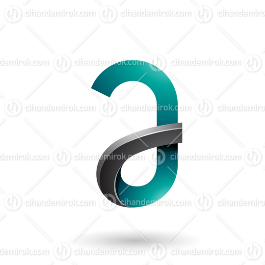 Black and Green Bold Curvy Letter A Vector Illustration