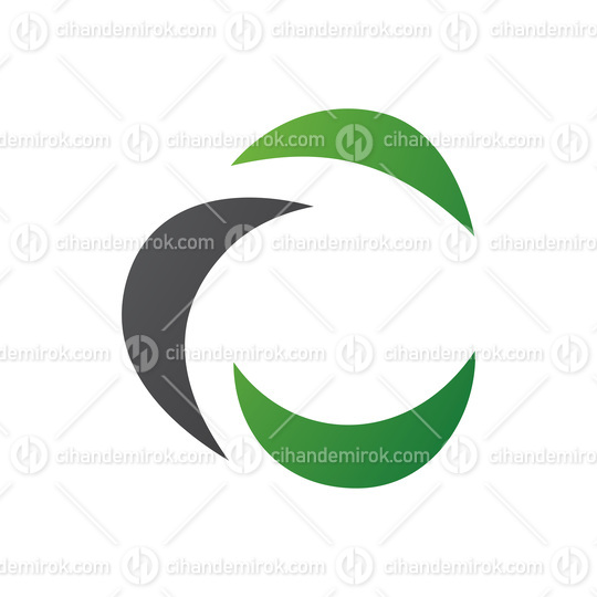 Black and Green Crescent Shaped Letter C Icon