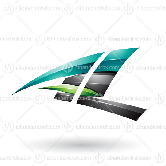 Black and Green Dynamic Glossy Flying Letter A and L