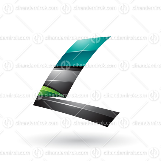 Black and Green Dynamic Glossy Flying Letter L