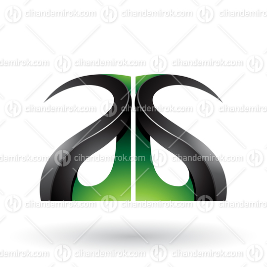 Black and Green Glossy Curvy Embossed Letters A and G