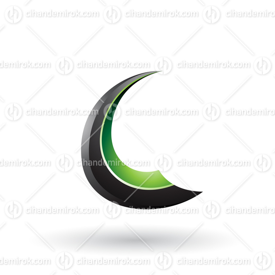 Black and Green Glossy Flying Letter C Vector Illustration