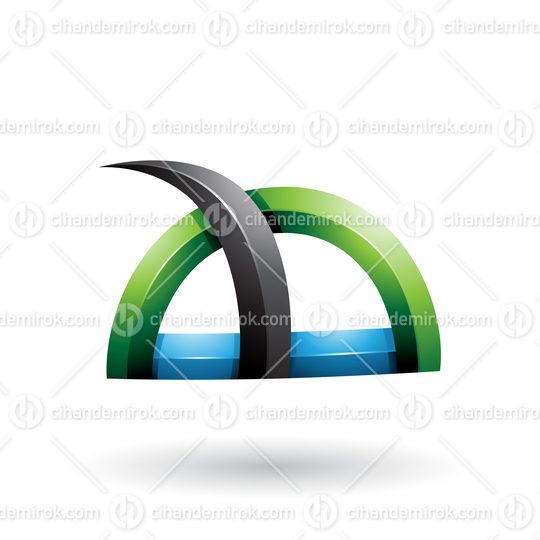 Black and Green Glossy Grass Like Spiky Shape Vector Illustration