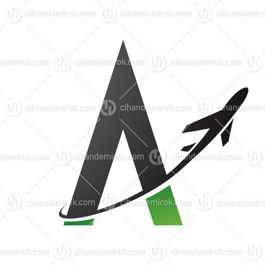 Black and Green Letter A and Airplane