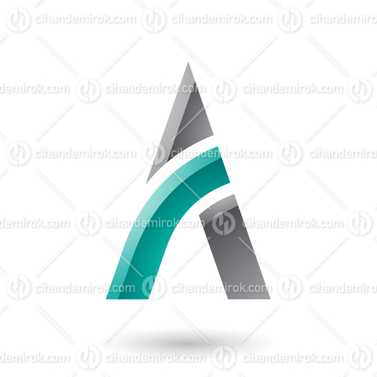 Black and Green Letter A with a Bowed Stick Vector Illustration