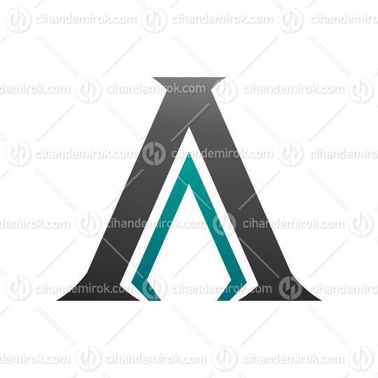 Black and Green Pillar Shaped Letter A Icon