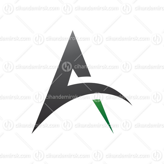 Black and Green Spiky Arch Shaped Letter A Icon