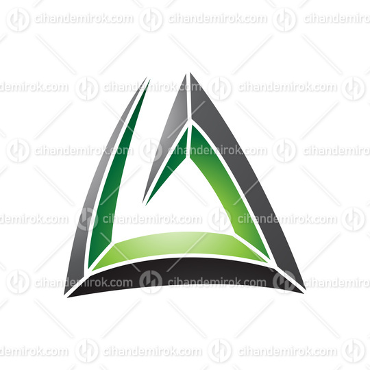Black and Green Triangular Spiral Letter A Icon