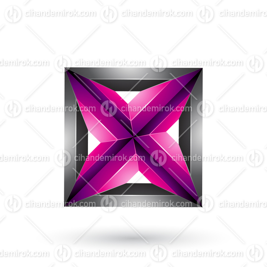 Black and Magenta 3d Geometrical Embossed Square and Triangle Shape