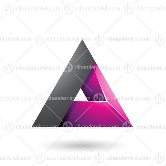 Black and Magenta 3d Triangle with a Hole Vector Illustration