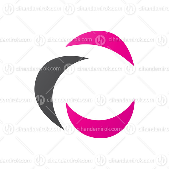 Black and Magenta Crescent Shaped Letter C Icon