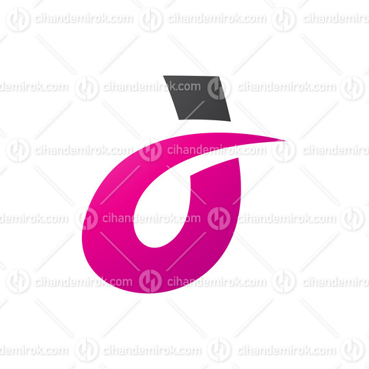 Black and Magenta Curved Spiky Letter D Icon