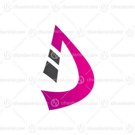 Black and Magenta Curved Strip Shaped Letter D Icon