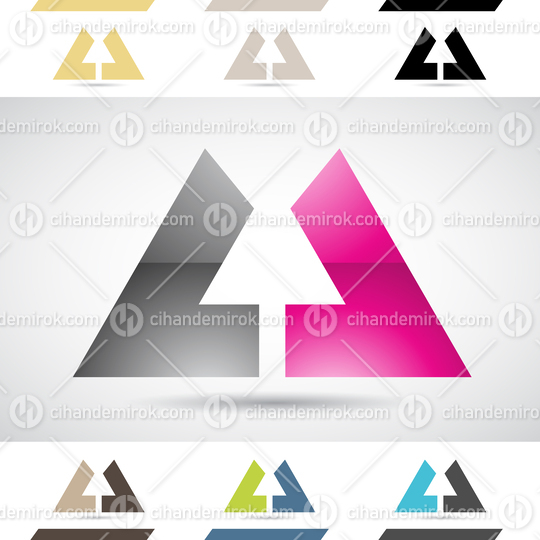 Black and Magenta Glossy Abstract Logo Icon of Bold Split Shaped Letter U