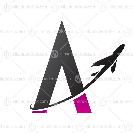 Black and Magenta Letter A and Airplane