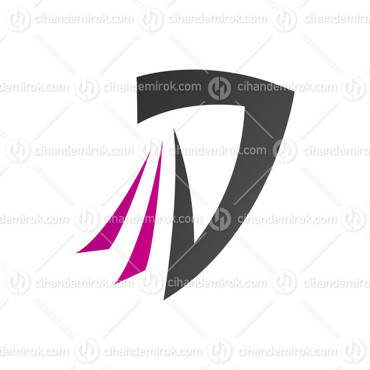 Black and Magenta Letter D Icon with Tails