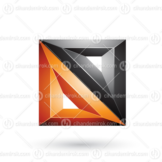 Black and Orange 3d Geometrical Embossed Triangles and Square Shape