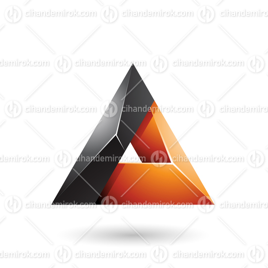 Black and Orange 3d Glossy Triangle with a Hole Vector Illustration