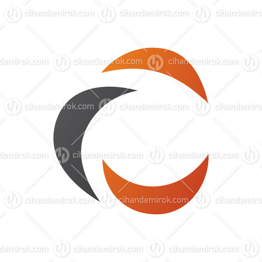 Black and Orange Crescent Shaped Letter C Icon
