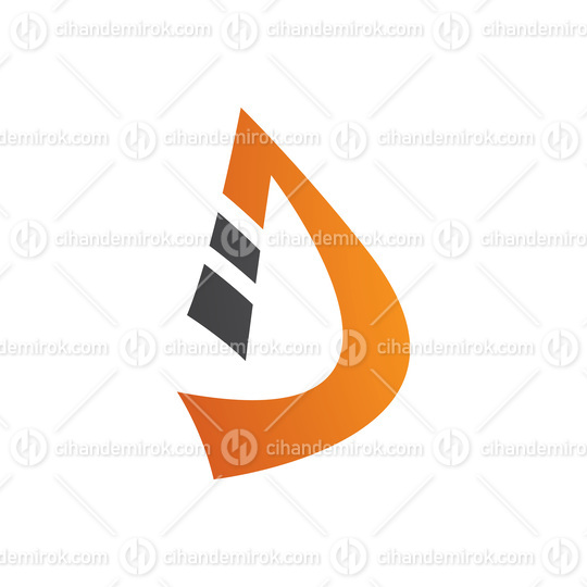 Black and Orange Curved Strip Shaped Letter D Icon
