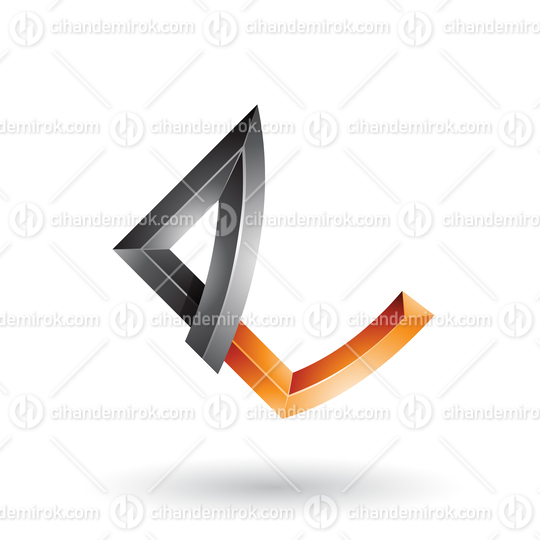 Black and Orange Embossed Letter E with Bended Joints