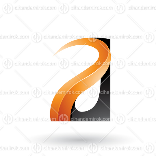 Black and Orange Glossy Curvy Embossed Letter A