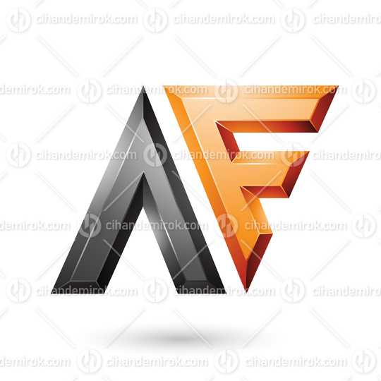 Black and Orange Glossy Dual Letters of Letters A and F