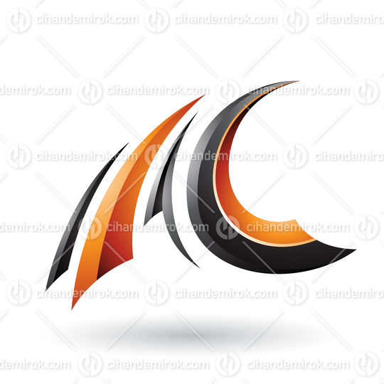 Black and Orange Glossy Flying Letter A and C Vector Illustration