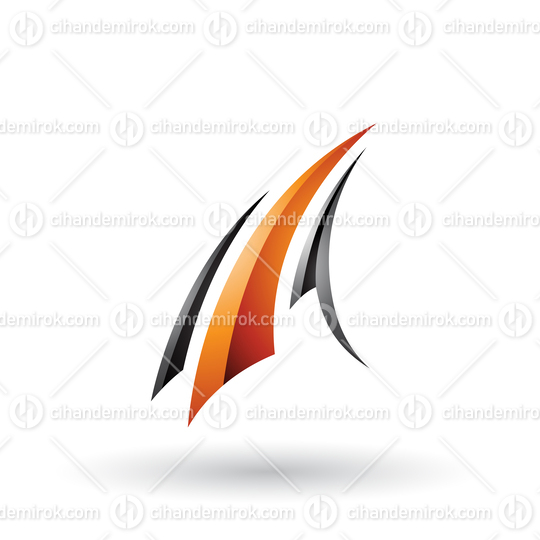 Black and Orange Glossy Flying Letter A Vector Illustration