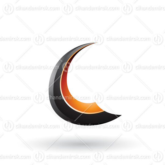 Black and Orange Glossy Flying Letter C Vector Illustration