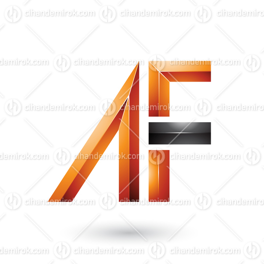 Black and Orange Glossy Letters of A and F Vector Illustration
