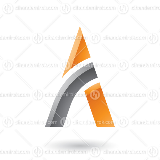 Black and Orange Letter A with a Bowed Stick Vector Illustration