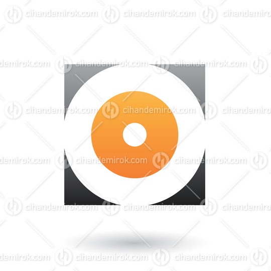 Black and Orange Square Icon of a Thick Letter O Vector Illustration