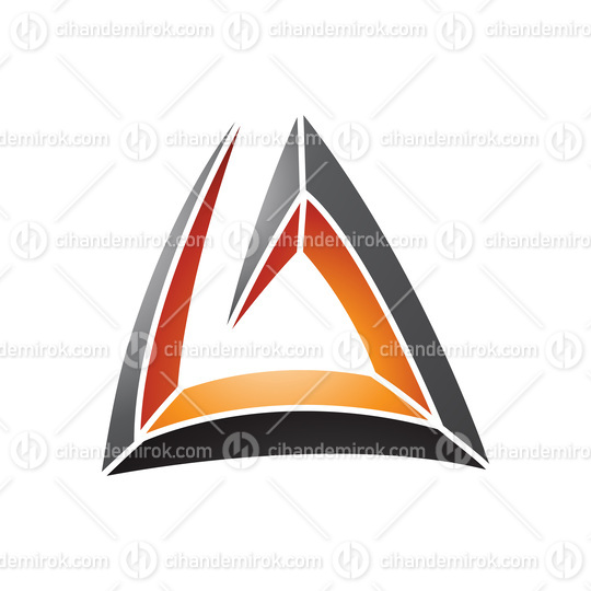 Black and Orange Triangular Spiral Letter A Icon